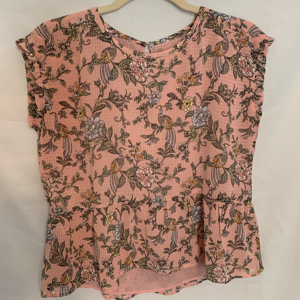 Pink floral blouse by LOFT